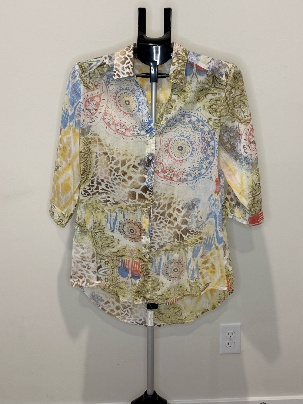 Chico's Multicolor Paisley & Animal-Print Button Tunic